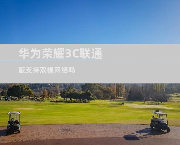 华为荣耀3C联通版支持双模网络吗