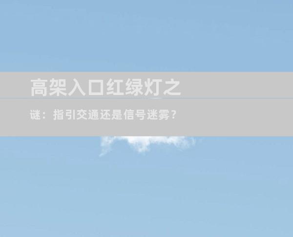 高架入口红绿灯之谜：指引交通还是信号迷雾？